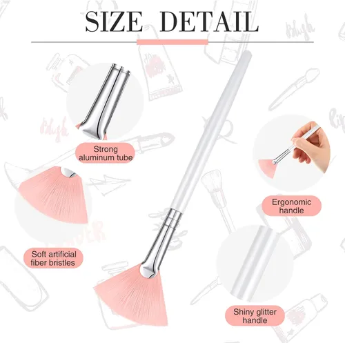 Miniatura 3 de 9 piezas de brochas de mascarilla facial en abanico, brochas aplicadoras faciales suaves, herramientas para peeling, maquillaje glicólico para crema