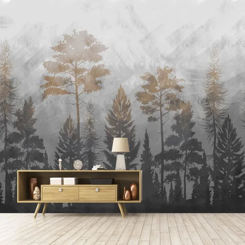 Miniatura 6 de Árboles, papel tapiz de dormitorio, plantas del bosque, murales de fondo para sala de estar (despegar y pegar inmediatamente) - 58 x 80 pulgadas