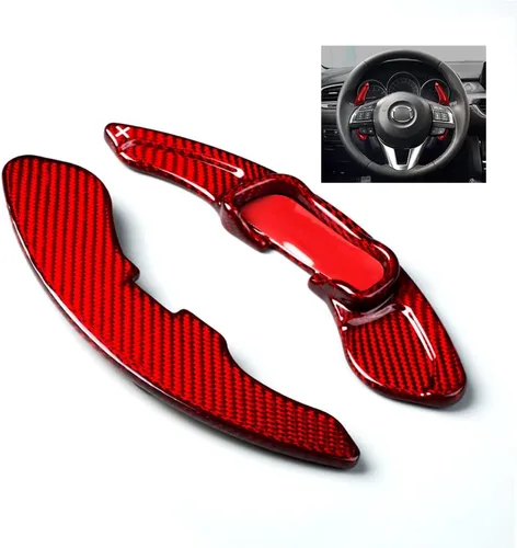 Miniatura 8 de SANRILY Extensión de palanca de cambios de paleta de fibra de carbono para Mazda 6 3 CX3 CX5 CX9 MX5 2017-UP Paleta de cambio de paleta de cambio