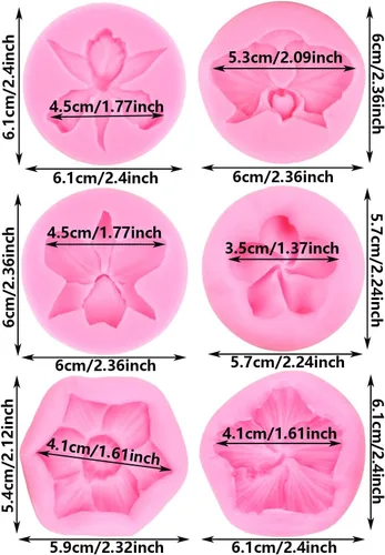 Miniatura 2 de ZiXiang Molde de silicona de flores de orquídea, molde de fondant de plumeria, moldes de hibisco, moldes de chocolate para decoración de pasteles