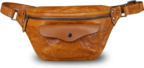 Riñonera de cuero genuino para mujeres y hombres, bolso cruzado de cuero real vintage, bolso cruzado de moda para la cintura