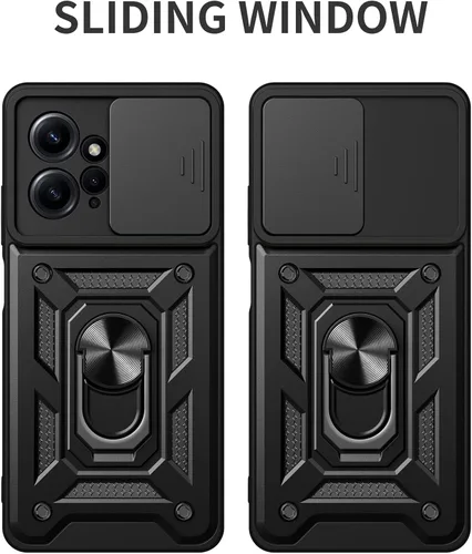 Miniatura 8 de CCSmall Funda para Xiaomi Redmi Note 12 4G con cubierta de cámara deslizante, funda protectora de grado militar para teléfono con soporte de anillo
