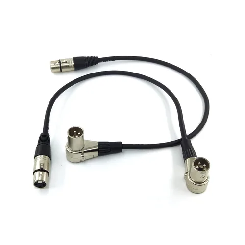Miniatura 4 de WJSTN Cable XLR macho en ángulo recto XLR macho a hembra recto de 1 pie, adaptador de audio de micrófono XLR para cámara, mezclador, interfaz