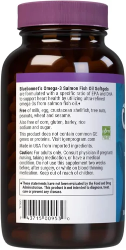 Miniatura 3 de BlueBonnet Omega 3 1000 mg Aceite de salmón EPA DHA ácidos grasos esenciales – Suplemento de salud cardíaca para mujeres y hombres – Molecularmente
