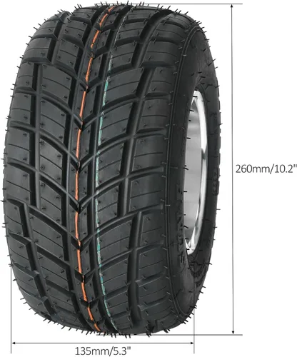 Miniatura 2 de Paquete de 4 neumáticos y llantas Go Kart de 5 pulgadas 10x4.50-5 y 11x7.10-5 neumáticos de 3 pernos Go Kart ruedas delanteras y traseras