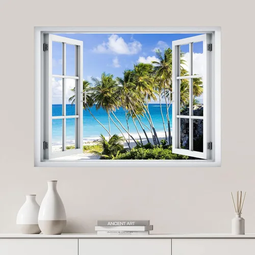 Miniatura 10 de SIGNWIN Adhesivo de pared removible/mural de pared para ventana, vegetación exuberante y árboles iluminados por el sol, fotografía, realismo