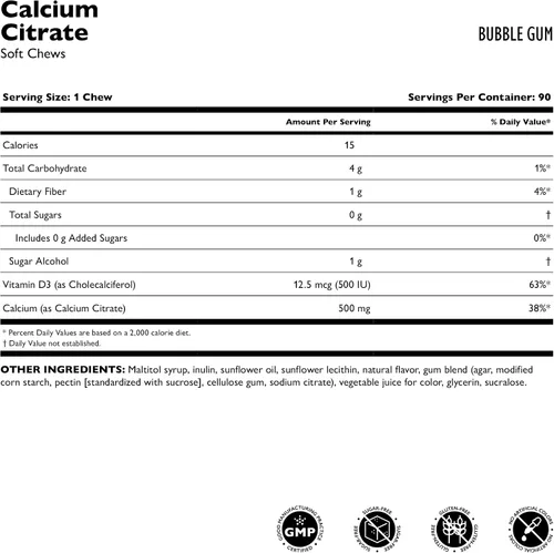 Miniatura 2 de Celebrate Vitaminas Masticables de citrato de calcio bariátrico 500mg con 500 UI de vitamina D3 – Esencial para pacientes con bypass gástrico
