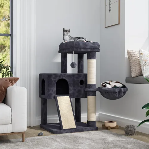 Miniatura 8 de IMUsee Árbol para gatos de interior, condominio de varios niveles con percha grande, postes rascadores, hamaca, soporte de escalada para gatos