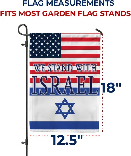 Miniatura 7 de Bandera de jardín con texto en inglés «We Stand with Israel» Bandera de jardín de 12.5 x 18 pulgadas, bandera de soporte de doble cara, bandera