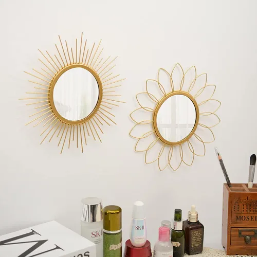 Miniatura 3 de Espejos Dorados para Pared - Espejo de Pared de Metal en Forma de Rayos de Sol, Decoración de Habitación y Decoración del Hogar, Espejo Bohemio