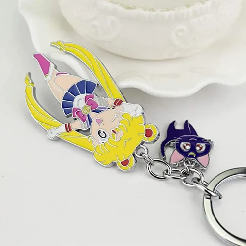 Miniatura 5 de Sailor Moon Tsukino Usagi con gato clave cadena llavero llavero