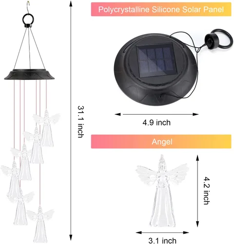 Miniatura 8 de Regalos de cumpleaños para mujeres, mamá, abuela, regalos de jardinería para mujeres, campanillas de viento solares de ángel para exteriores