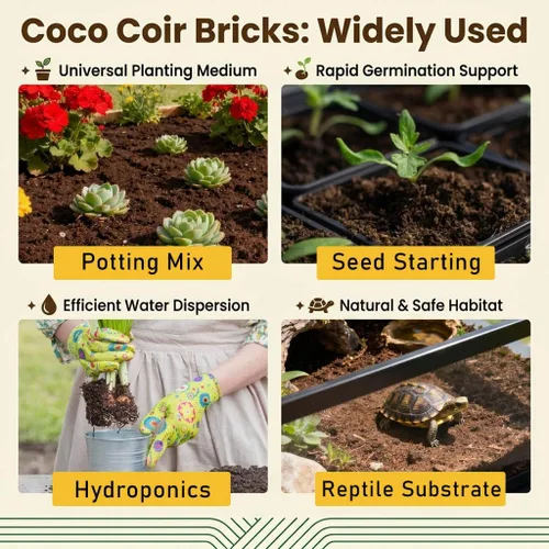 Miniatura 6 de Halatool 6 piezas de ladrillos de coco orgánico para plantas, ladrillo de coco comprimido de fibra de coco sustrato de fibra de coco con bajo 6