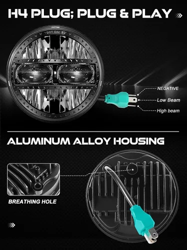 Miniatura 6 de AUDEXEN Faro delantero LED de 5.75 pulgadas, 55 W, 5-3/4 pulgadas, compatible con Harley Dyna Sportster Street Bob Softail Iron 883 Street Rod Deuce