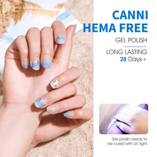 Miniatura 4 de CANNI - Juego de esmalte de uñas en gel azul de 6 colores 9ML Baby Royal Light Blue – Esmalte de uñas en gel inspirado en el océano Acuario