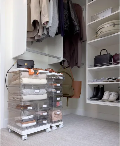 Miniatura 8 de iDesign The Sarah Tanno Collection - Carrito organizador de cosméticos apilable con 5 cajones, transparente