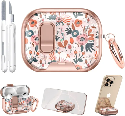 Miniatura 9 de Funda para AirPods Pro 3 2025 de 3ª generación con kit de limpieza, funda protectora rosa negra con bloqueo/soporte compatible con Apple New Air