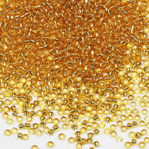 Miniatura 98 de Cuentas de semillas doradas transparentes de 4 mm al por mayor para hacer joyas, 110 gramos, aproximadamente 1600 piezas, cuentas de vidrio 6/0