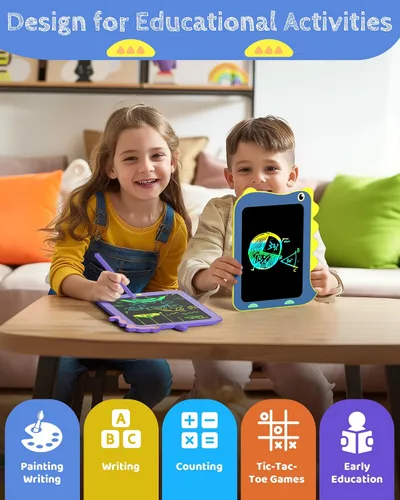 Miniatura 6 de TEKFUN Tableta de escritura LCD para niños, tablero de garabatos, juguetes de dinosaurio, juguetes esenciales de viaje para niños y niñas de 3, 4