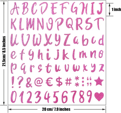 Miniatura 2 de 810 piezas de 10 hojas de calcomanías autoadhesivas con purpurina, calcomanías de números del alfabeto para buzón, cuaderno, ventana, decoración