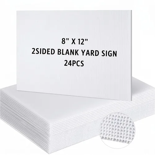 Pinkunn 24 Pack Corrugated Plastic Board 3/16 Inch Thick Poster Sheet Waterproof Board Sheets Blank Yard Signs for Indoor and Outdoor Use, Party