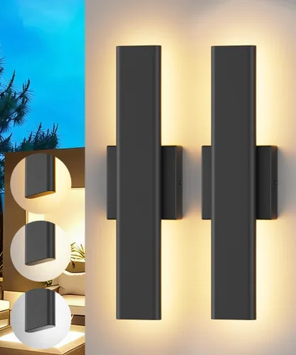 Miniatura 19 de Aipsun Aplique de pared negro para exteriores, 3000 K, 4000 K, 6000 K, 23.6 pulgadas, luz exterior moderna de 23.6 pulgadas, 1 paquete, luz de pared