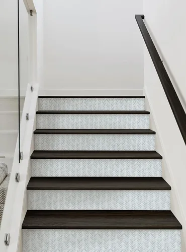 Miniatura 2 de Simple Shapes Tiras elevadoras de escalera de acuarela para despegar y pegar (azul niebla, paquete de 6, 48 pulgadas de ancho x 6 pulgadas de alto)