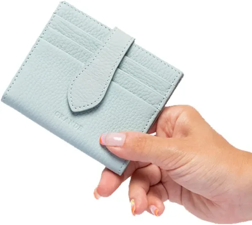 Miniatura 68 de Grande -3803 Cartera unisex, Azul (Iced Blue), Cartera delgada de cuero con cierre a presión pequeño