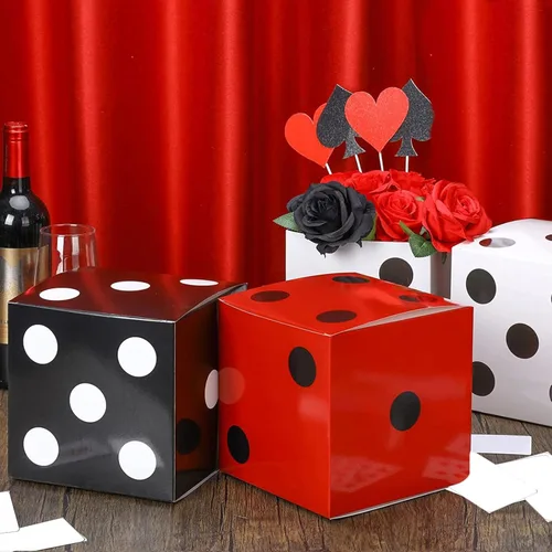 Miniatura 8 de Sinmoe 6 cajas de regalo de dados blancos a granel de 7 x 7 x 7 pulgadas, caja de cartón de casino 3D, centros de mesa de dados para decoración