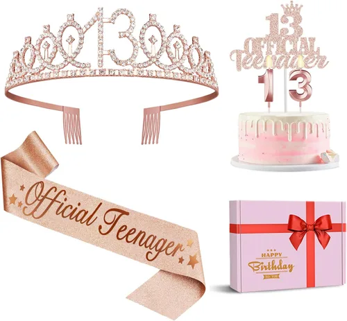 Miniatura 54 de Decoraciones de cumpleaños de 24 años para mujeres, incluyendo banda de cumpleaños, tiara/corona, velas numéricas y decoración de pastel, regalos
