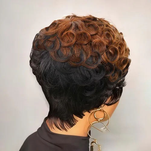 Miniatura 5 de VCK Pelucas cortas de cabello humano para mujeres negras, pelucas cortas de cabello humano en capas, pelucas de corte Pixie para mujeres, pelucas