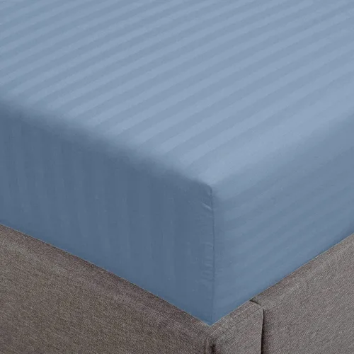 Miniatura 12 de Feather & Stitch - Sábana bajera ajustable de 100 % algodón, tejido satén de damasco, transpirable a rayas, sábana elástica para colchón de 18