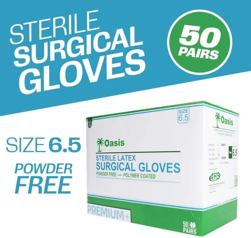 Miniatura 4 de Generic Guantes quirúrgicos de látex sin polvo, tamaño 6.5, 50 pares/caja