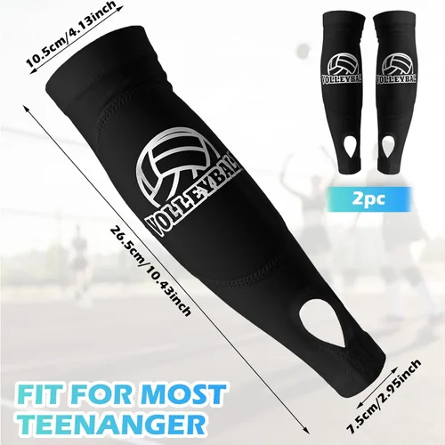 Miniatura 3 de CIATBYYJ Mangas de voleibol para brazos, mangas de antebrazo con almohadillas de espuma de protección y orificio para el pulgar, manga acolchada