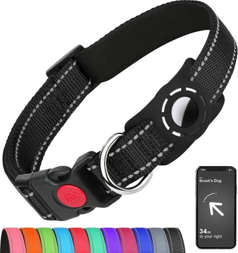 Miniatura 19 de AirTag - Collar de perro con soporte AirTag compatible con AirTag, acolchado suave reflectante, hebilla de bloqueo de seguridad, nailon ajustable