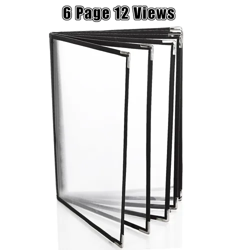 Miniatura 7 de 2 piezas cubiertas de menú de 8.5 x 11 pulgadas, 6 páginas, 12 vistas, soporte transparente de menú de restaurante para restaurante, bar, cafetería