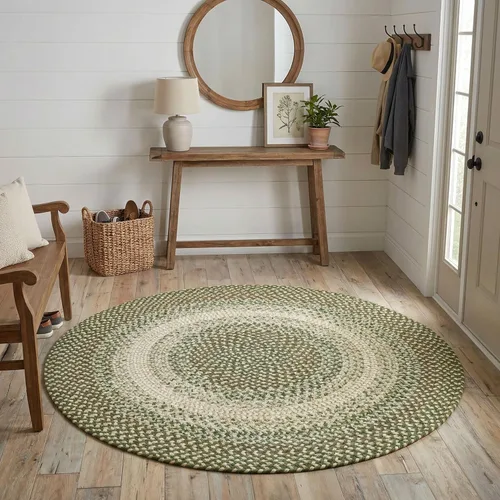 Miniatura 45 de Super Area Rugs Alfombras Trenzadas Alfombra de Cocina Rústica - Alfombra Trenzada Ridgewood para Sala de Estar - Reversible - Interior/Exterior