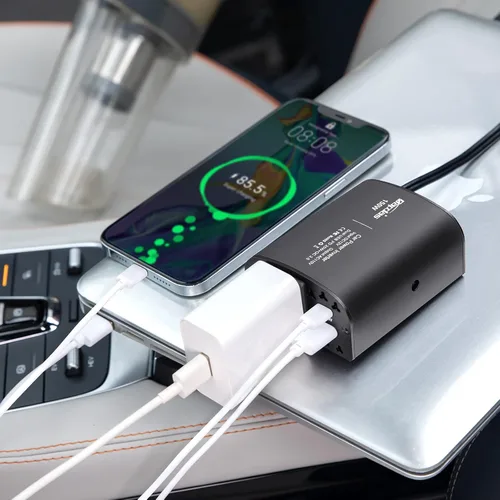 Miniatura 6 de 150W inversor de corriente de coche DC 12V a 110V AC adaptador de salida de coche con PD 25W &QC3.0 puertos USB cargador de coche para laptop