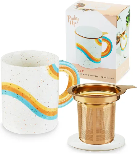 Miniatura 12 de Pinky Up Annette - Taza de té de hojas sueltas, taza de viaje de cerámica con infusor y tapa, para el trabajo, oficina, picnic, campamento, fiesta