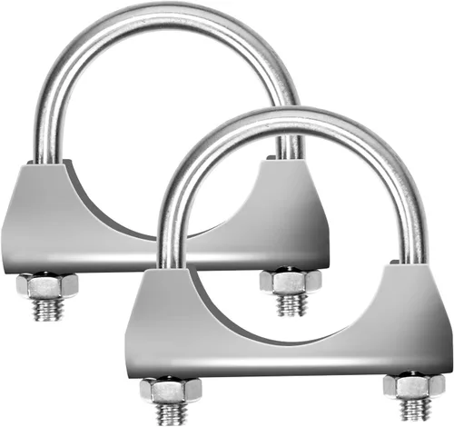 Miniatura 11 de Glarks 2 abrazaderas en U de acero inoxidable 304 de 1.378 in (1-3/8 pulgadas) con brida de sillín para tubo de escape