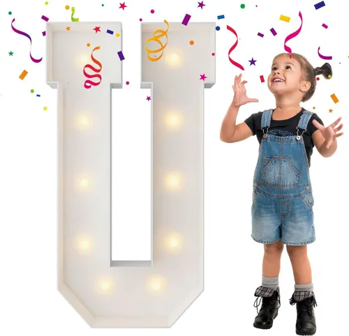 Miniatura 54 de Letras iluminadas con marco de 3 pies de alto, letras enormes con marco, marco de globos en mosaico, letra grande para decoraciones de compromiso