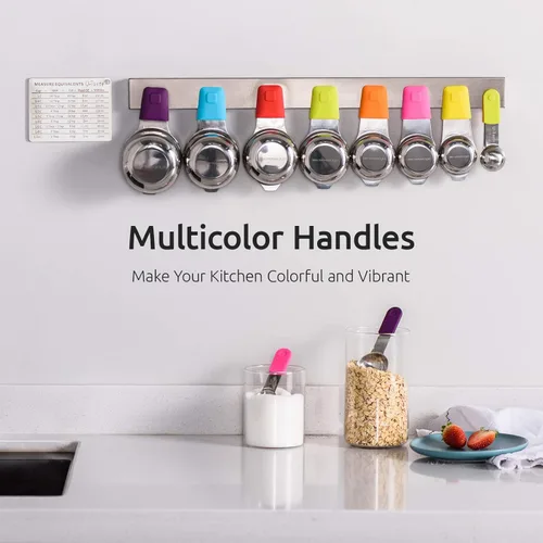 Miniatura 5 de Tazas medidoras, juego de tazas medidoras magnéticas y cucharas U-Taste de 13 piezas en acero inoxidable 18/8: 7 tazas medidoras y 5 cucharas