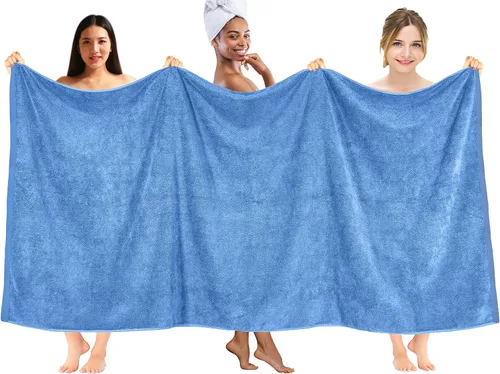 Miniatura 136 de DAN RIVER Paquete de 2 sábanas de baño de 35x70 pulgadas, sábanas de baño jumbo acanaladas para adultos, toallas grandes gruesas y absorbentes