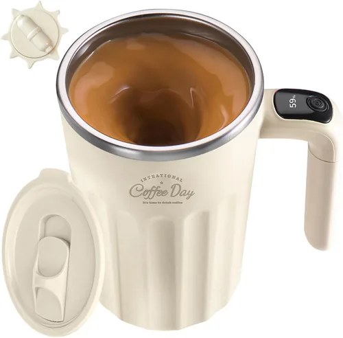 Miniatura 15 de Taza de café autoagitable, apta para café, leche, cacao y otras bebidas, botella aislada (temperatura negra, 12 onzas)