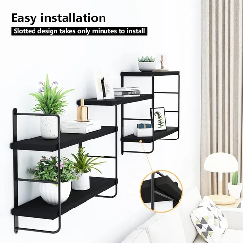 Miniatura 8 de MXCSE Estantes de pared, estanterías montadas en la pared, estantes flotantes de bricolaje para pared, estantes colgantes de madera para habitación