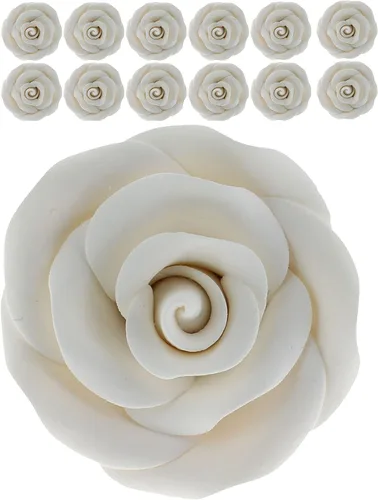 Miniatura 6 de Global Sugar Art Flores de pastel de azúcar de alta calidad, color blanco sin alambre, grande, 12 unidades por Chef Alan Tetreault