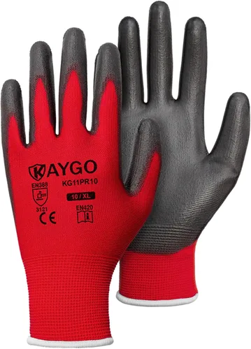Miniatura 104 de KAYGO KG11PB - Guantes de seguridad con revestimiento delgado de poliuretano, tejido sin costuras, agarre suave en palma y dedos, para trabajo Verde