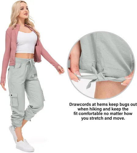 Miniatura 4 de Pantalones cargo para mujer, ligeros, de secado rápido, UPF 50, viajes, golf, safari, senderismo, verano