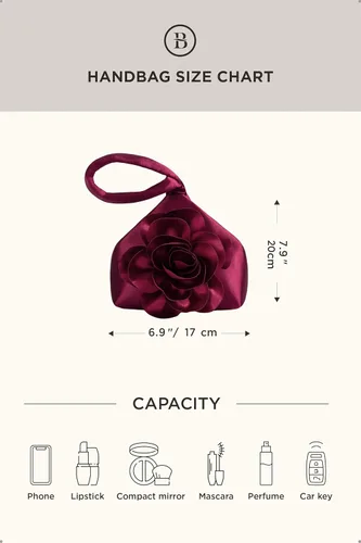 Miniatura 7 de BABEYOND Bolsos de mano para mujer, bolsos de noche de satén con flores, bolso de pulsera elegante para fiestas, uso diario, boda