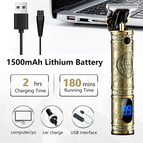 Miniatura 3 de AMULISS Cortadora de pelo profesional para hombre, sin huecos, inalámbrica, kit profesional de corte de pelo y aseo para hombres, pantalla LED